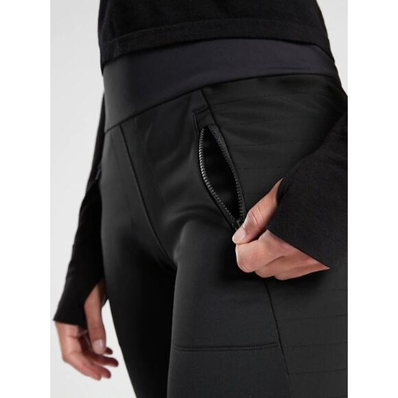 Athleta XS black Peak Hybrid Fleece Tight leggings pants cold weather warm cozy - Picture 5 of 8